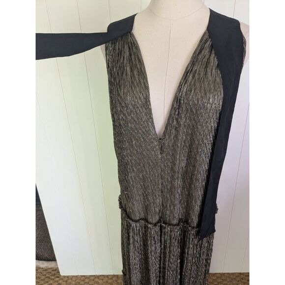 Sabina Musayev Black  & Gold Ray Metallic Dress - Large - Shoulder ties - Picture 7 of 11